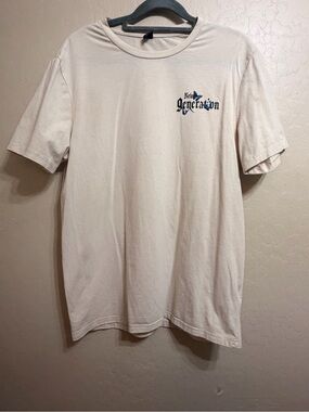 Mens Cream Graphic Tee with Small Chest Print